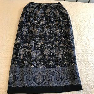 Talbots Navy Print Wrap Skirt